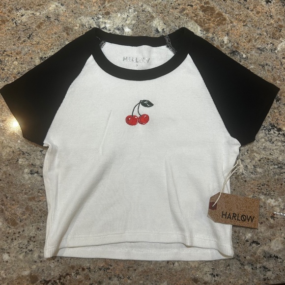 Harlow Cherry Graphic Raglan Baby Tee - Picture 1 of 3